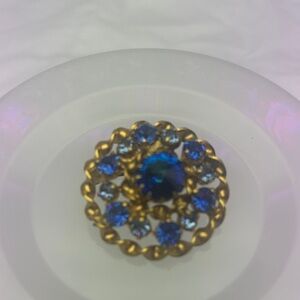 Vintage Gold Blue Austrian Elegant Blue Women's Brooch